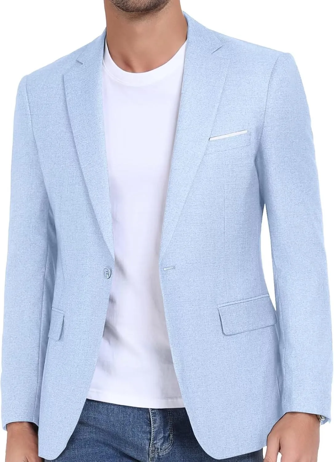 Wehilion Mens Casual Blazer Jacket Lightweight Sports Coat Suit Jacket for Summer Daily Business Wedding Party Travel