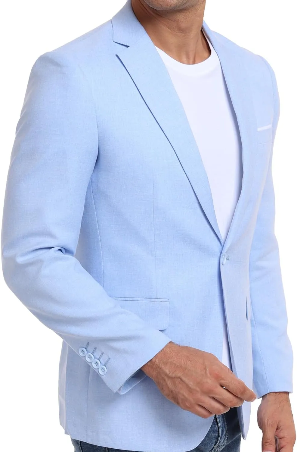 Wehilion Mens Casual Blazer Jacket Lightweight Sports Coat Suit Jacket for Summer Daily Business Wedding Party Travel