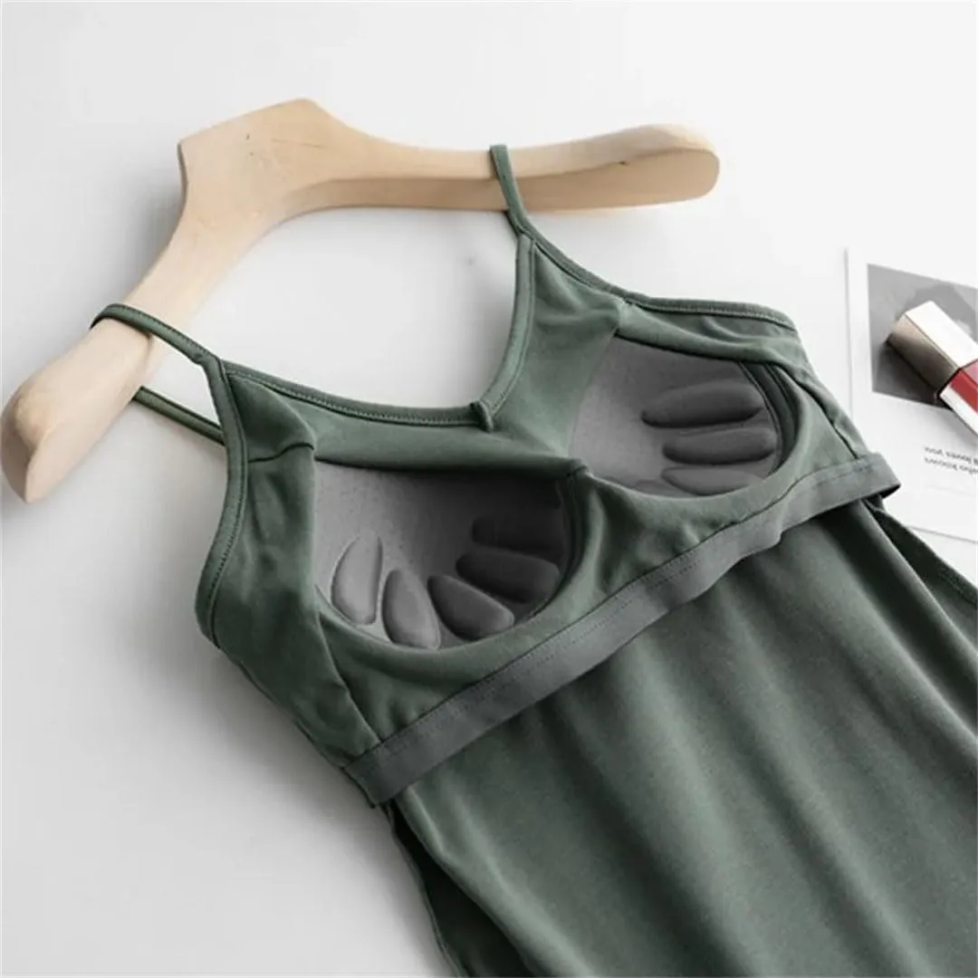 Women Cotton Large Size No Steel Ring Integrated Camisole Bottoming Shirt Slim Multicolor Vest