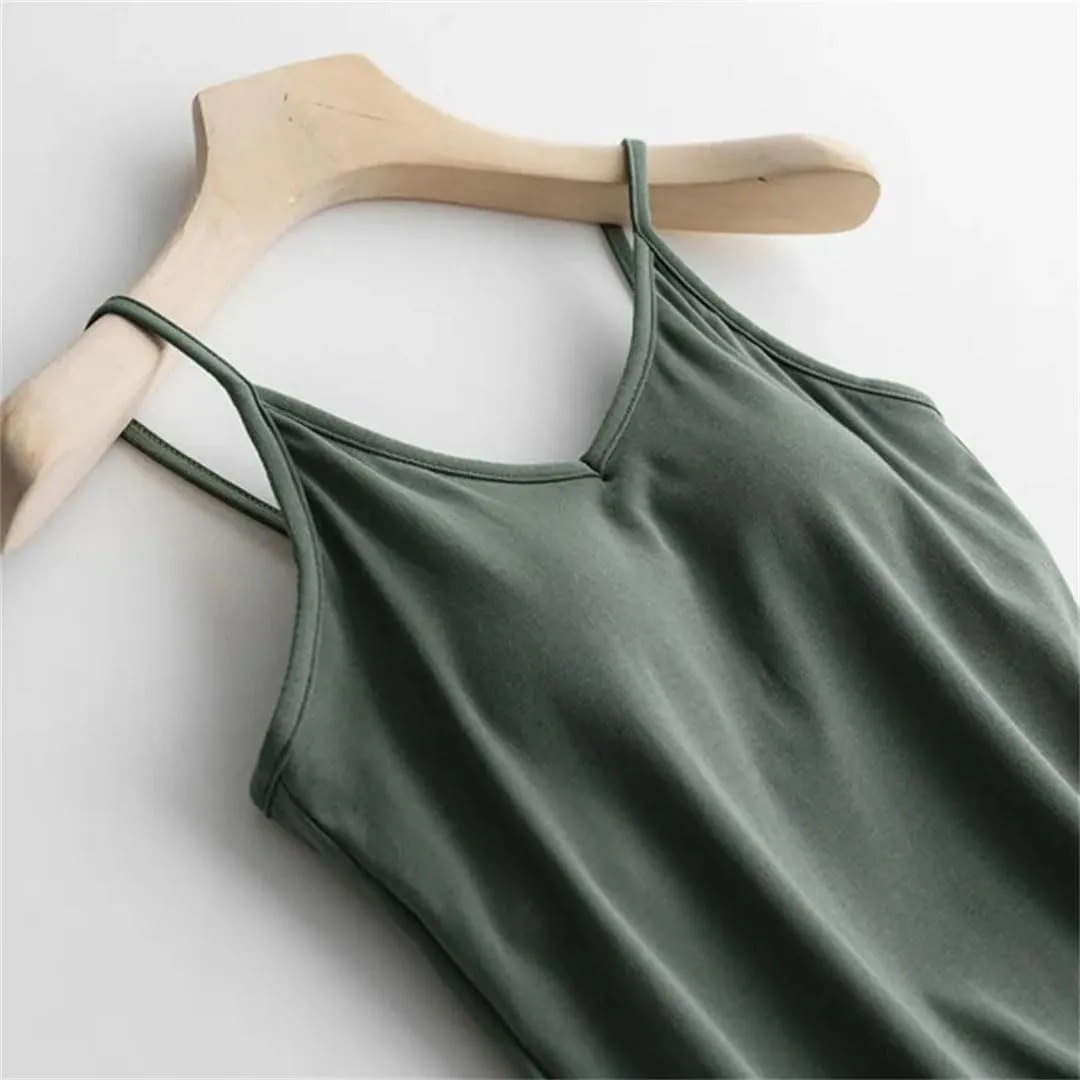 Women Cotton Large Size No Steel Ring Integrated Camisole Bottoming Shirt Slim Multicolor Vest