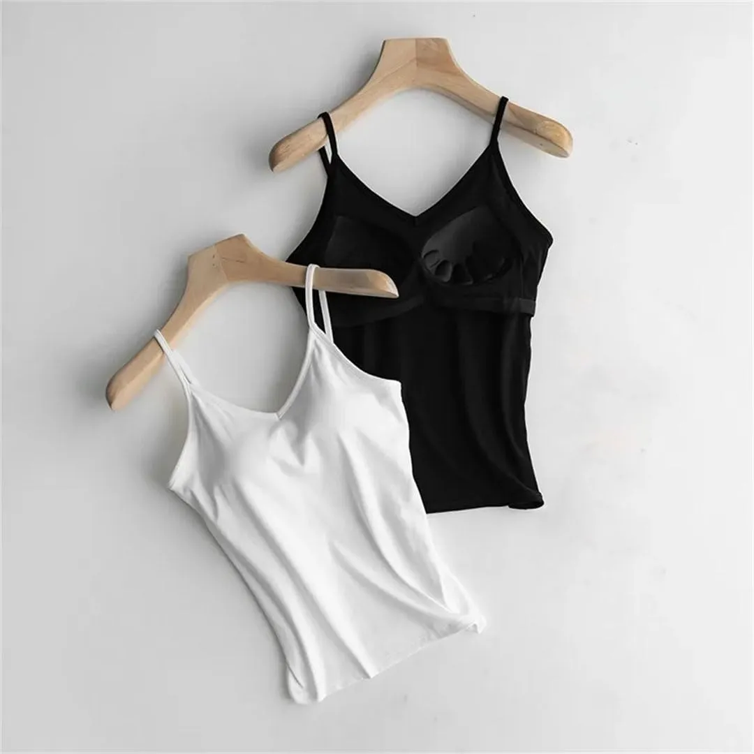 Women Cotton Large Size No Steel Ring Integrated Camisole Bottoming Shirt Slim Multicolor Vest
