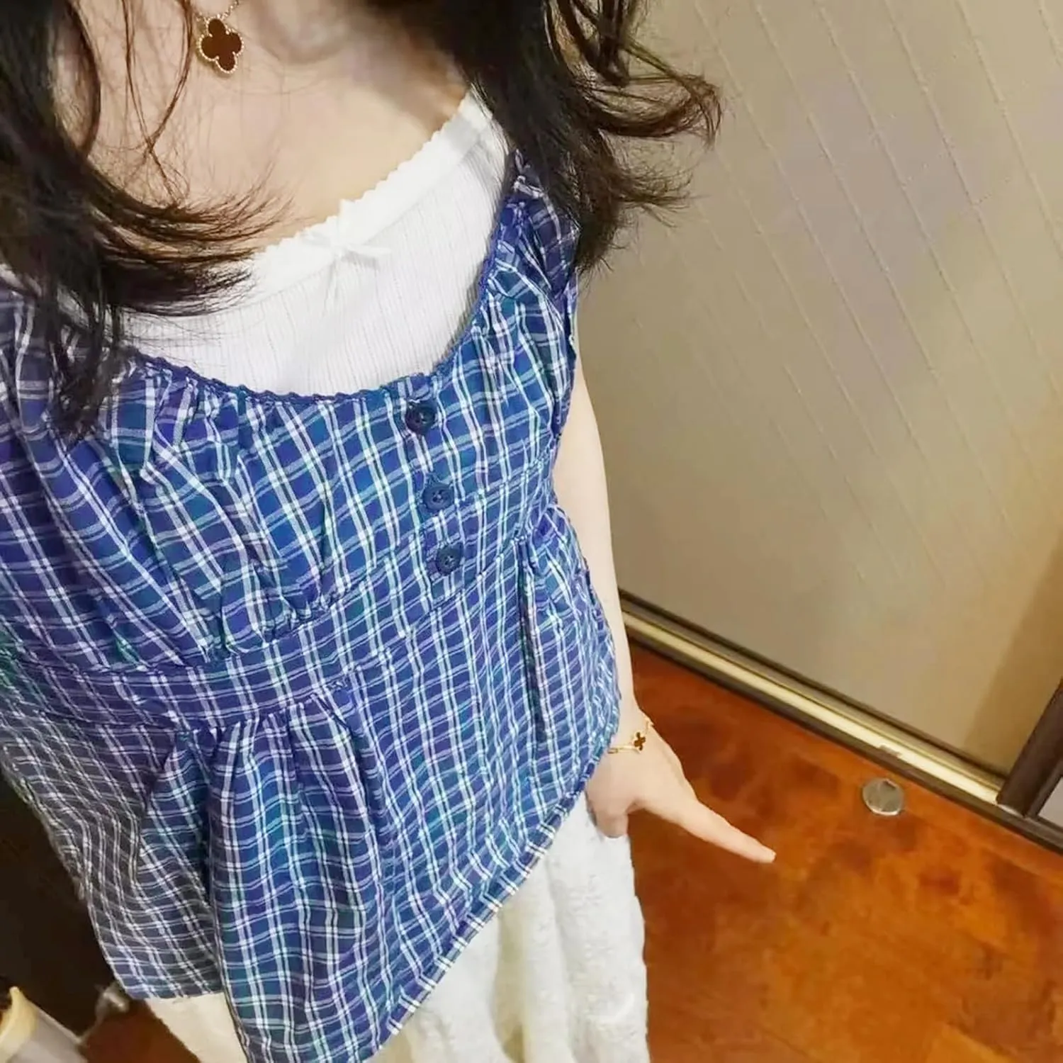 Women Y2k Babydoll Crop Peplum Camisole Cute Lace Ruffle Trim Low Cut Floral Gingham Spaghetti Strap Tank Going Out Top