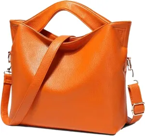 Women's Shoulder Bag Women's Bucket Bag, Handbag, Purse, Suitcase, Multi-Functional Fork Wing Bag, Neutral Travel Bag With Adjustable Straps Orange