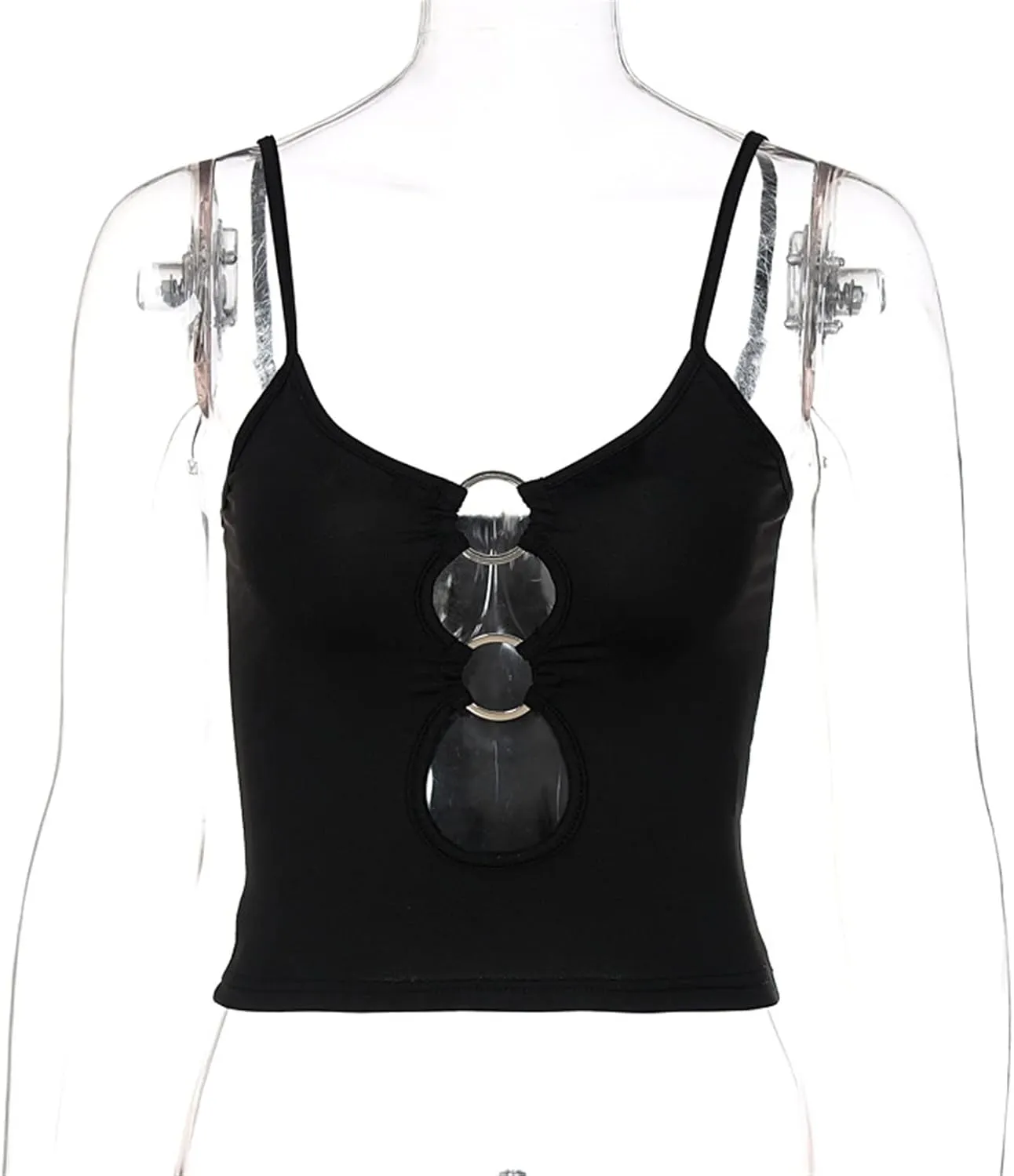 Womens Tank Tops Women's Camisole Spring Chest Cutout Navel Fit Sling Top Summer(Black,Small)