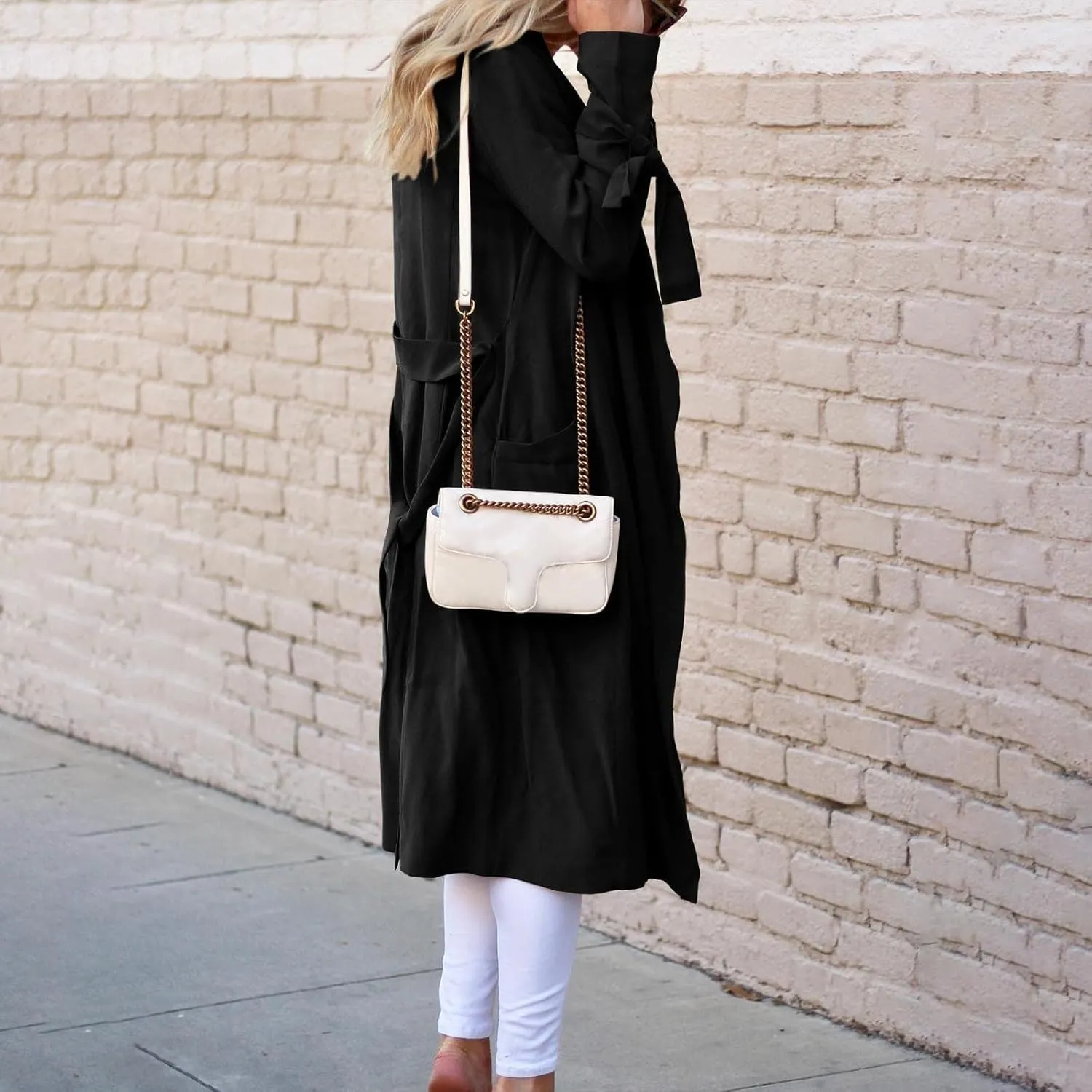Women's Trench Coat Long Sleeve Fall Fashion 2024 Cardigan Classic Lapel Overcoat Casual Collar Jackets with Belt
