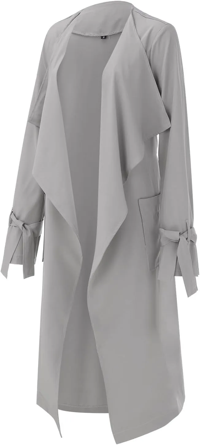 Women's Trench Coat Long Sleeve Fall Fashion 2024 Cardigan Classic Lapel Overcoat Casual Collar Jackets with Belt