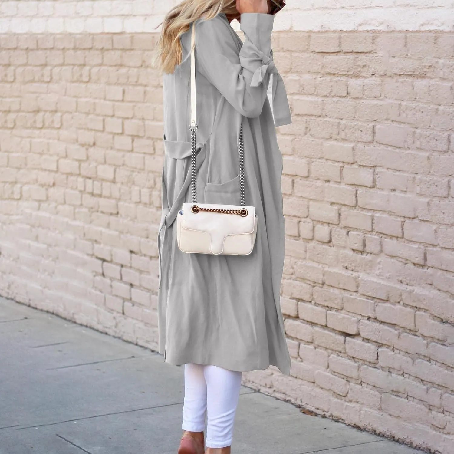 Women's Trench Coat Long Sleeve Fall Fashion 2024 Cardigan Classic Lapel Overcoat Casual Collar Jackets with Belt