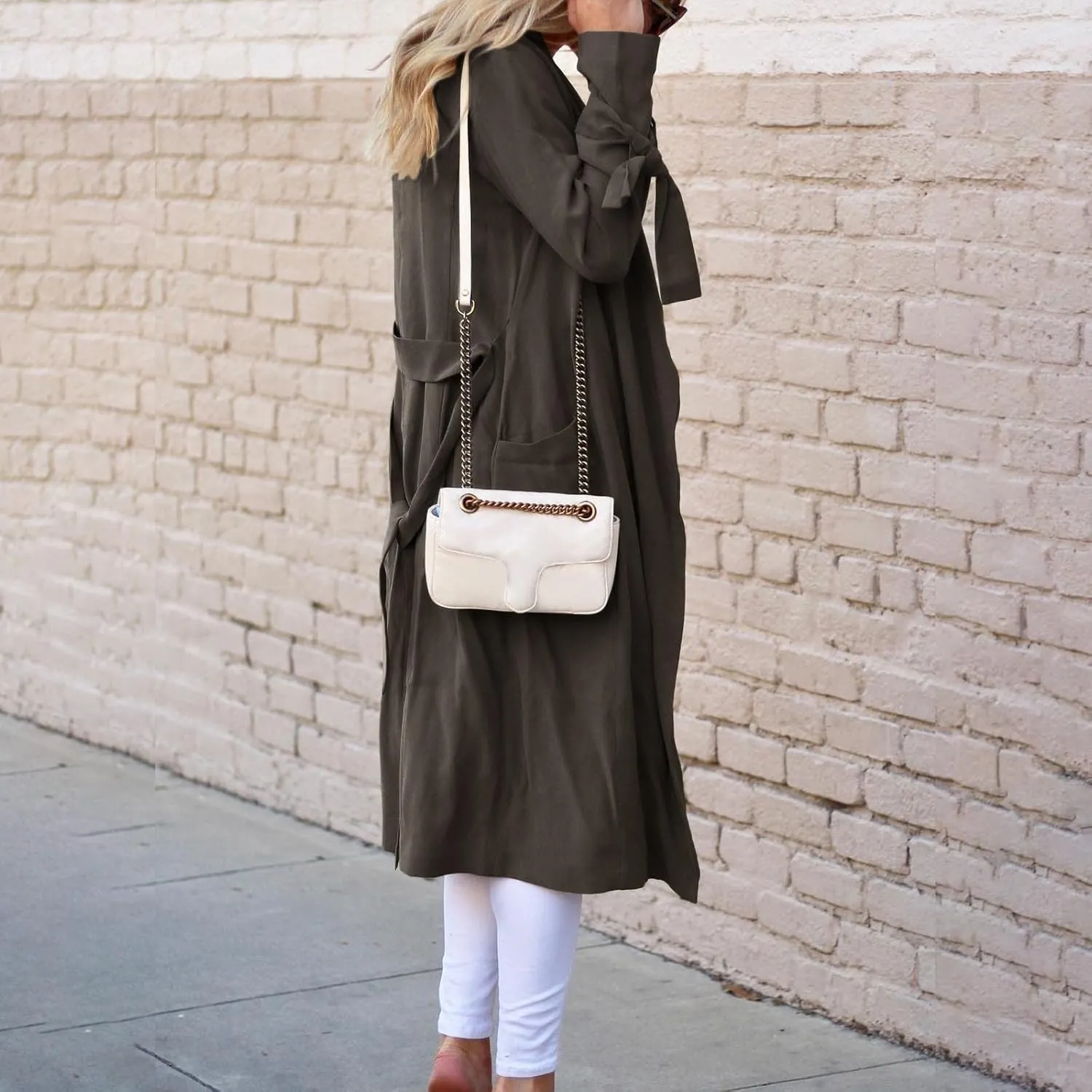 Women's Trench Coat Long Sleeve Fall Fashion 2024 Cardigan Classic Lapel Overcoat Casual Collar Jackets with Belt