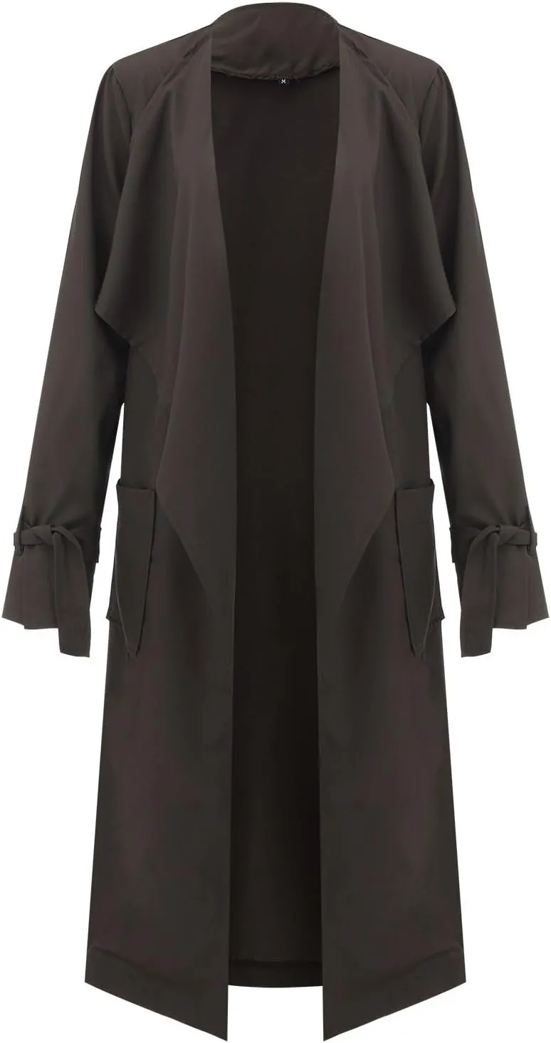 Women's Trench Coat Long Sleeve Fall Fashion 2024 Cardigan Classic Lapel Overcoat Casual Collar Jackets with Belt