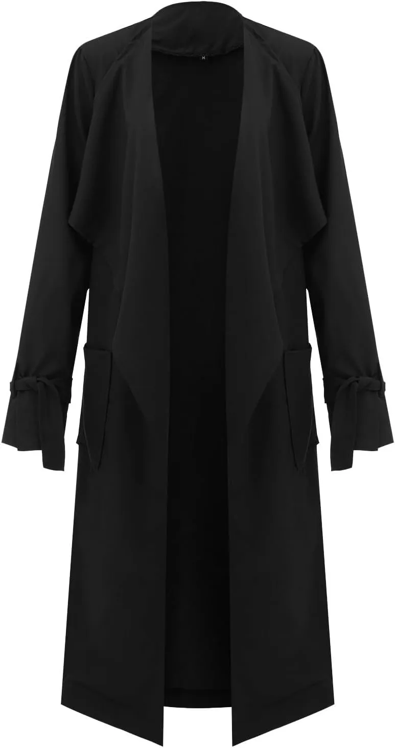Women's Trench Coat Long Sleeve Fall Fashion 2024 Cardigan Classic Lapel Overcoat Casual Collar Jackets with Belt