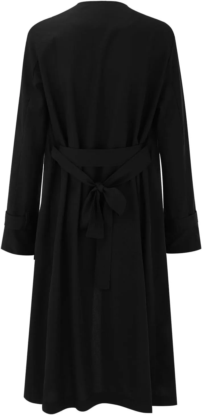 Women's Trench Coat Long Sleeve Fall Fashion 2024 Cardigan Classic Lapel Overcoat Casual Collar Jackets with Belt