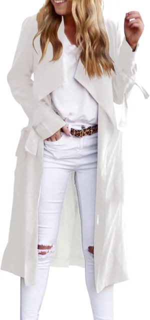 Women's Trench Coat Long Sleeve Fall Fashion 2024 Cardigan Classic Lapel Overcoat Casual Collar Jackets with Belt