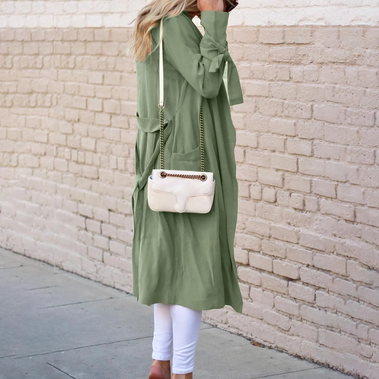 Women's Trench Coat Long Sleeve Fall Fashion 2024 Cardigan Classic Lapel Overcoat Casual Collar Jackets with Belt