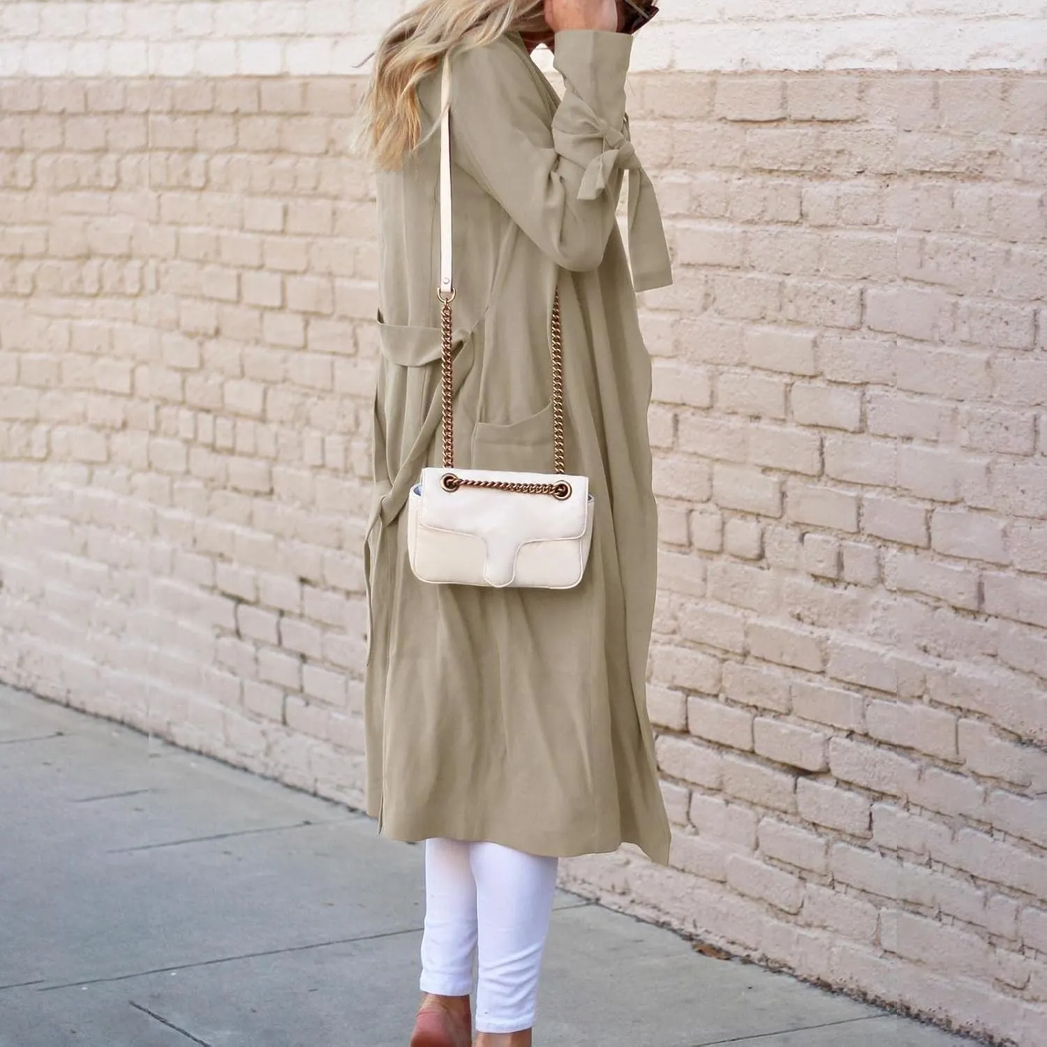Women's Trench Coat Long Sleeve Fall Fashion 2024 Cardigan Classic Lapel Overcoat Casual Collar Jackets with Belt