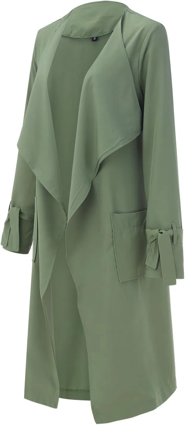 Women's Trench Coat Long Sleeve Fall Fashion 2024 Cardigan Classic Lapel Overcoat Casual Collar Jackets with Belt