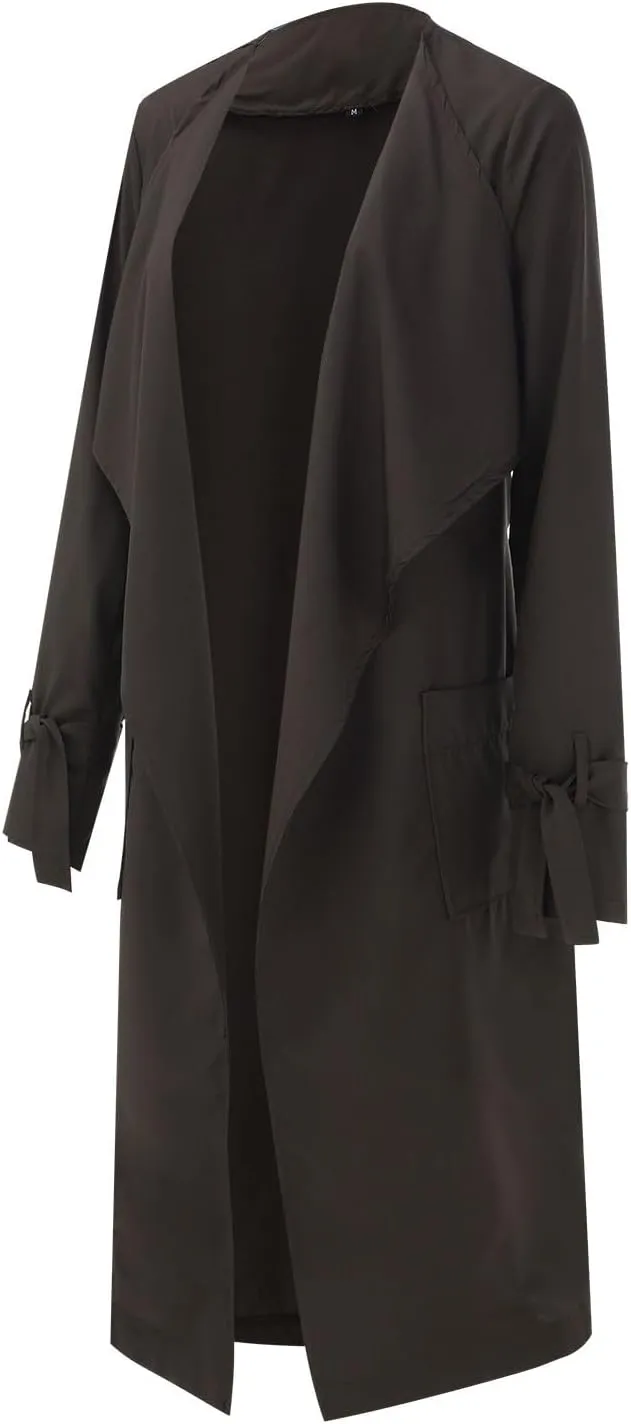 Women's Trench Coat Long Sleeve Fall Fashion 2024 Cardigan Classic Lapel Overcoat Casual Collar Jackets with Belt