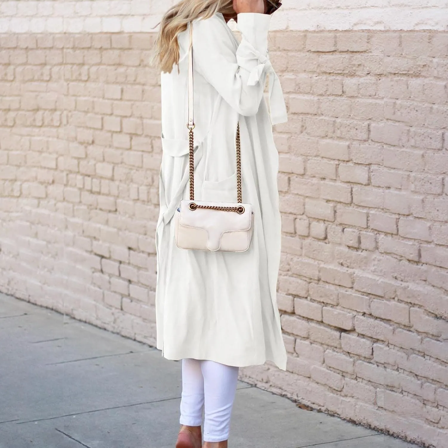 Women's Trench Coat Long Sleeve Fall Fashion 2024 Cardigan Classic Lapel Overcoat Casual Collar Jackets with Belt