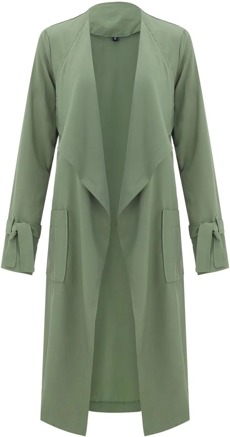 Women's Trench Coat Long Sleeve Fall Fashion 2024 Cardigan Classic Lapel Overcoat Casual Collar Jackets with Belt