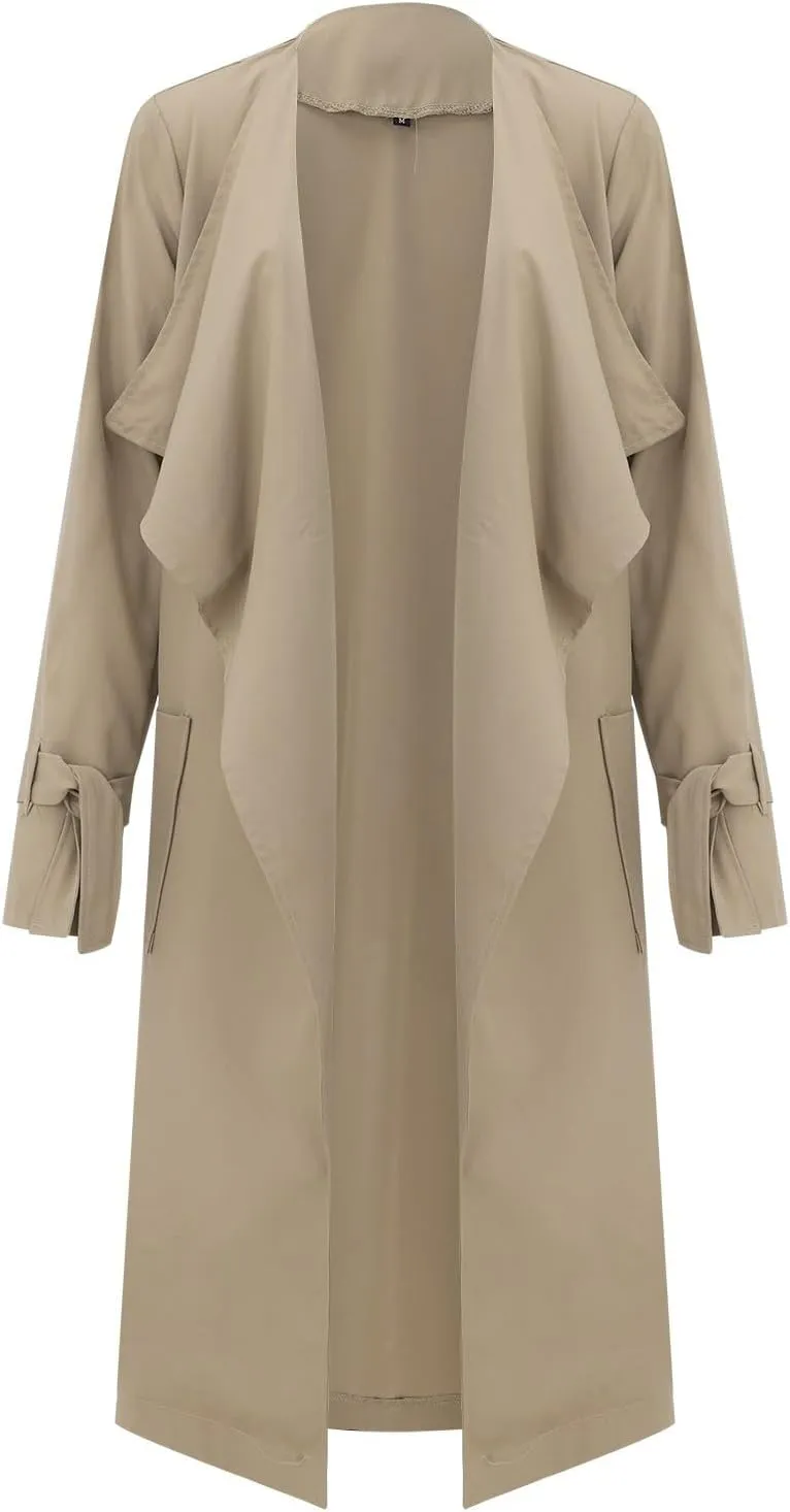 Women's Trench Coat Long Sleeve Fall Fashion 2024 Cardigan Classic Lapel Overcoat Casual Collar Jackets with Belt