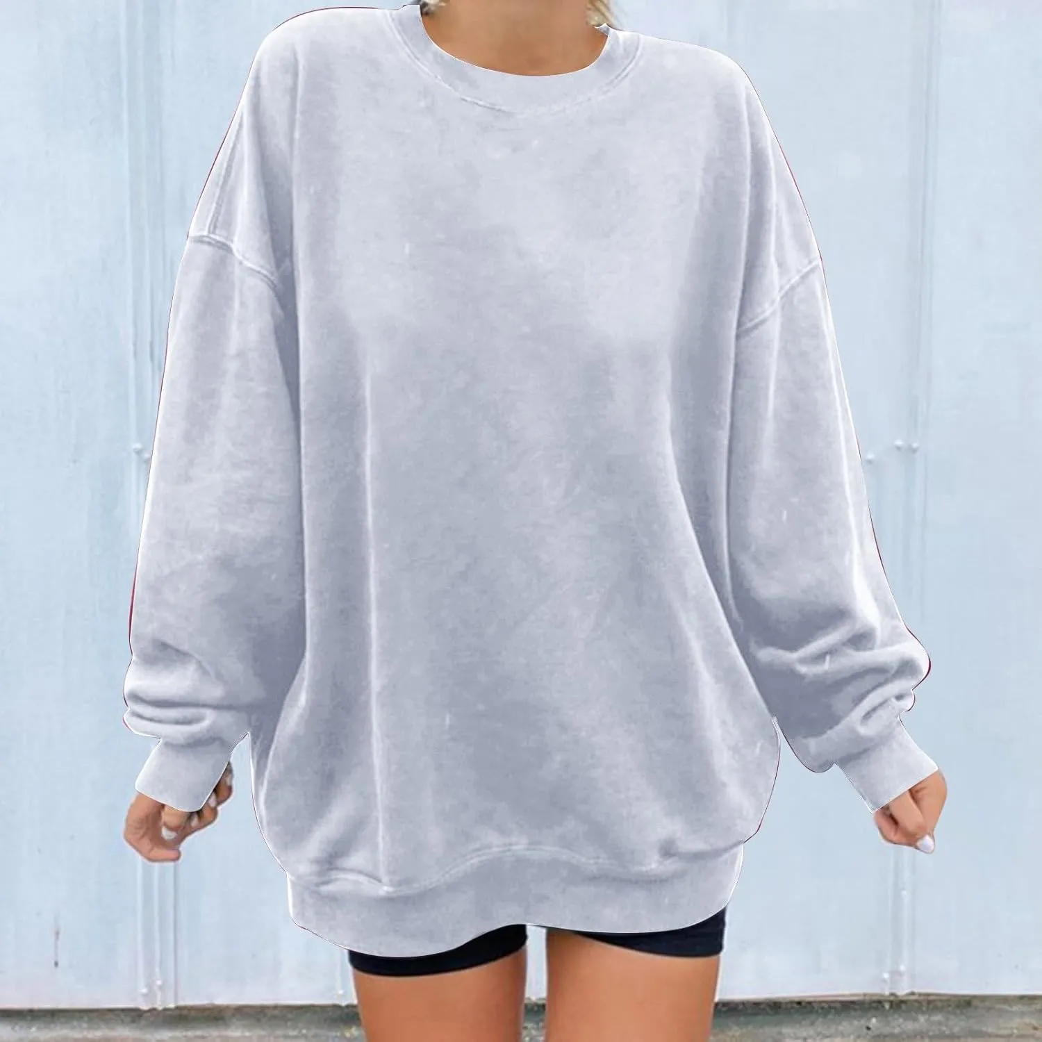 Womens Vintage Basic Oversized Long Sleeve Crew Neck Sweatshirt Casual Soft Pullover Tops Fall Fashion Clothes 2023