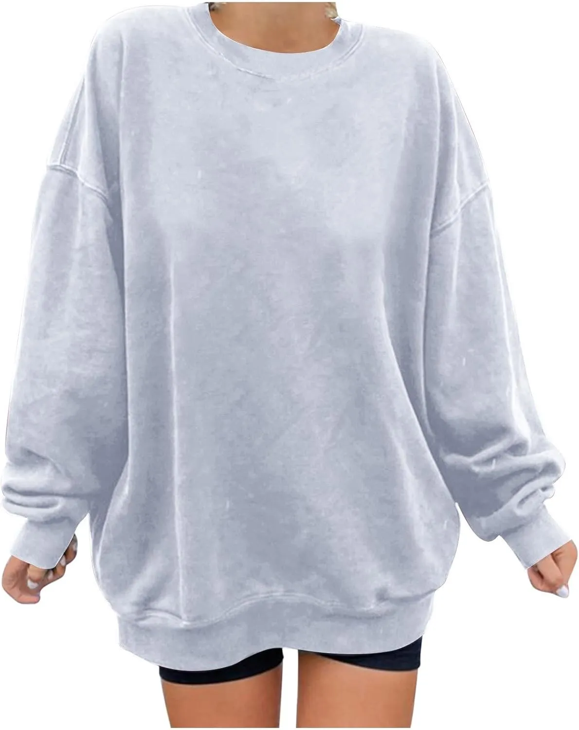 Womens Vintage Basic Oversized Long Sleeve Crew Neck Sweatshirt Casual Soft Pullover Tops Fall Fashion Clothes 2023