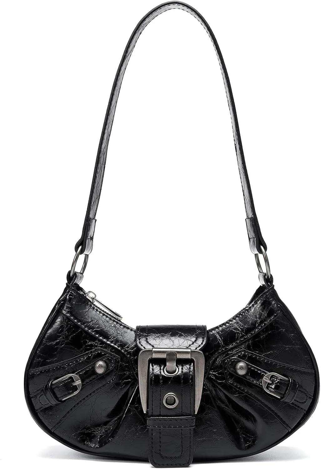 Women's Y2k Purse Leather Small Shoulder Bag for Women Buckle Punk Hobo Clutch Purses Bags Birthday Gift