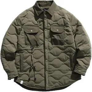 Xingfenly Winter Men' Cotton Jacket Multi Pockets Cargo Padded Coats Street Thick Cardigan for Male