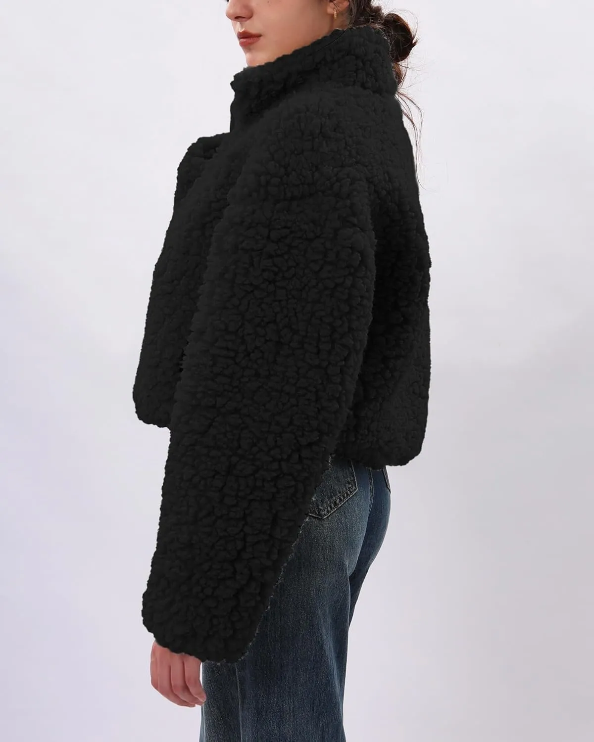 Xintianji Womens Fuzzy Fleece Zipper Cardigan Jackets- Long Sleeve Winter Outerwear Coats with Pockets