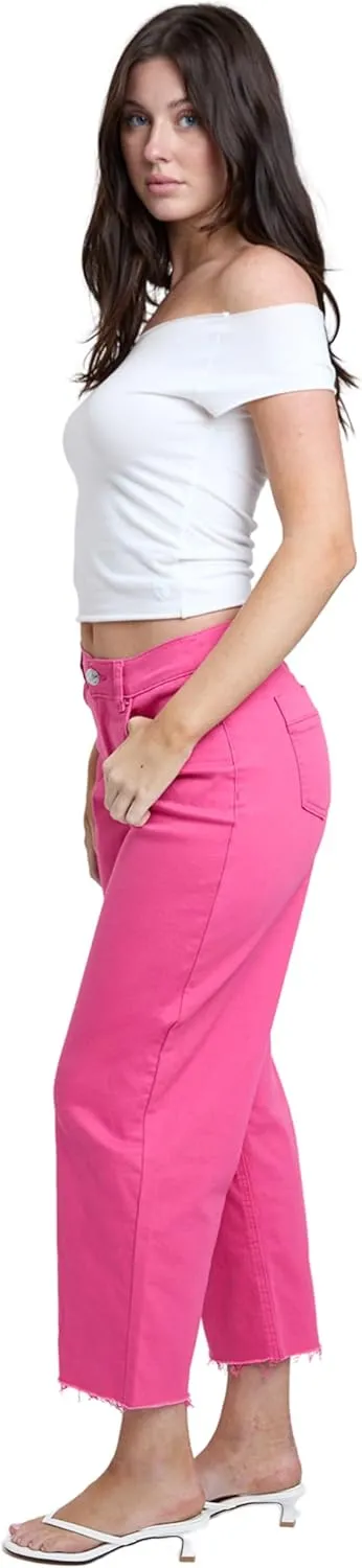 YMI Women's High Rise Cropped Trouser Jeans Wide Leg Fit, P209207