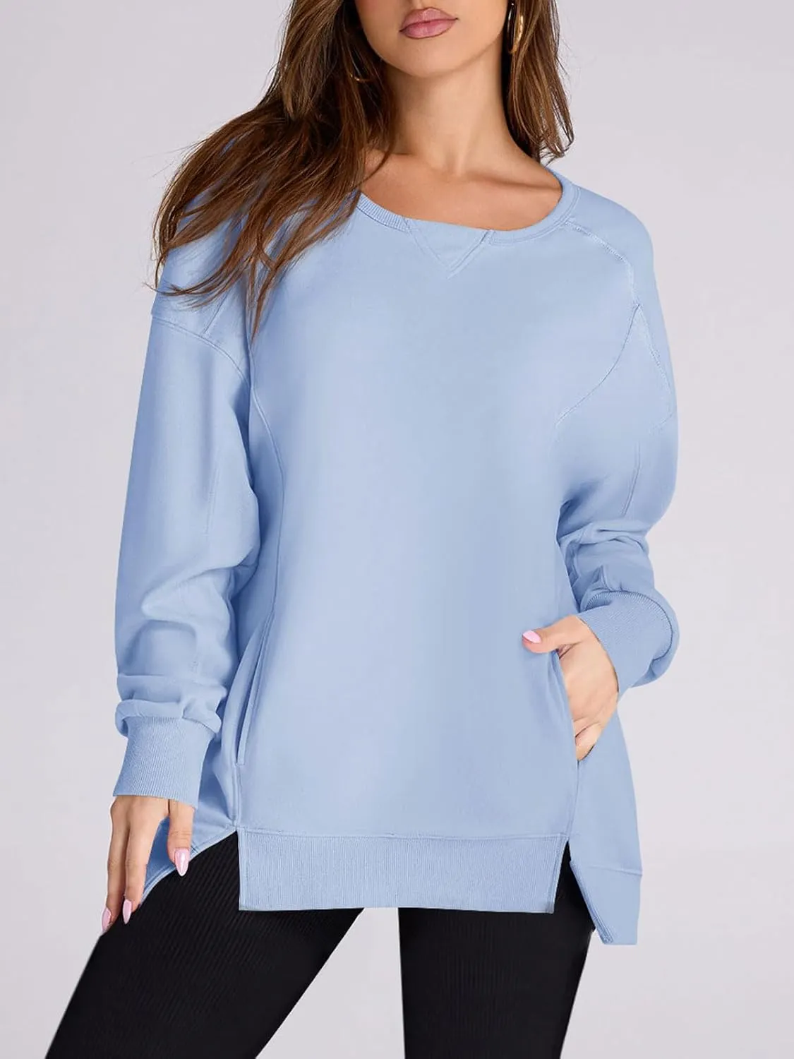 Yousify Womens Oversized Sweatshirts Crewneck Long Sleeve Pullover Tops Spring Sweaters 2025Y2K Clothes with Pockets