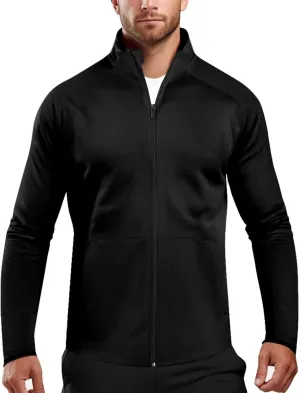 Zengjo Men's Track Jackets Full Zip Running Athletic Workout Lightweight Windproof Jacket with Zipper Pockets Quick Dry