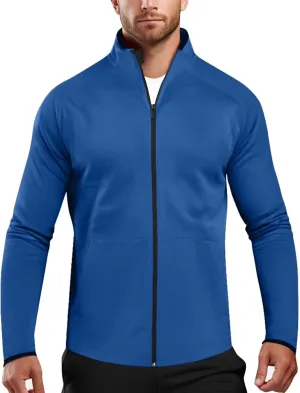 Zengjo Men's Track Jackets Full Zip Running Athletic Workout Lightweight Windproof Jacket with Zipper Pockets Quick Dry