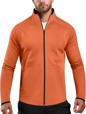 Zengjo Men's Track Jackets Full Zip Running Athletic Workout Lightweight Windproof Jacket with Zipper Pockets Quick Dry