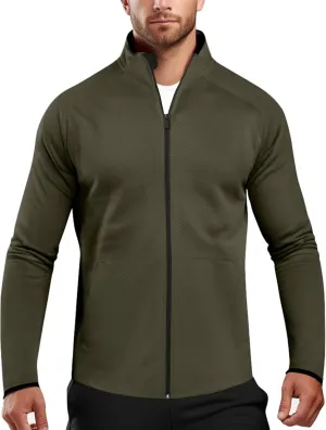 Zengjo Men's Track Jackets Full Zip Running Athletic Workout Lightweight Windproof Jacket with Zipper Pockets Quick Dry