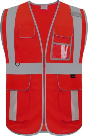 zojo High Visibility Safety Vest, Reflective with Multi-Functional Pockets and Zipper,for Men Women work