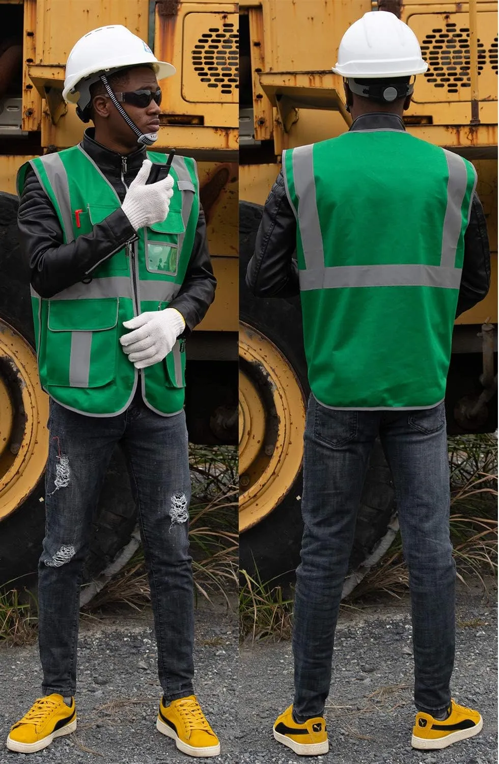 zojo High Visibility Safety Vest, Reflective with Multi-Functional Pockets and Zipper,for Men Women work