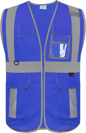 zojo High Visibility Safety Vest, Reflective with Multi-Functional Pockets and Zipper,for Men Women work
